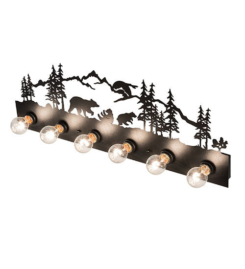 32" Wide Bear Family 6 Light Vanity Light