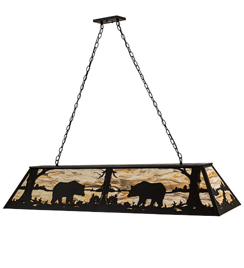 60"L Bear At Lake Oblong Pendant