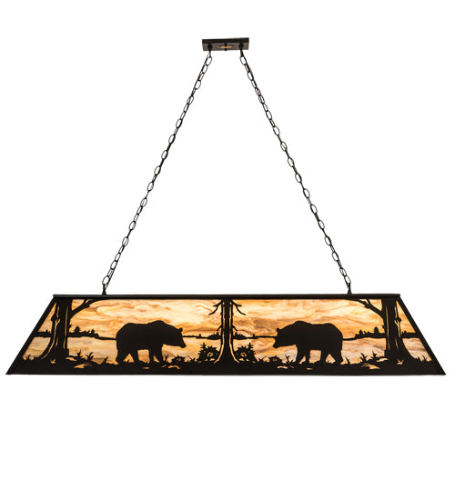 60"L Bear At Lake Oblong Pendant