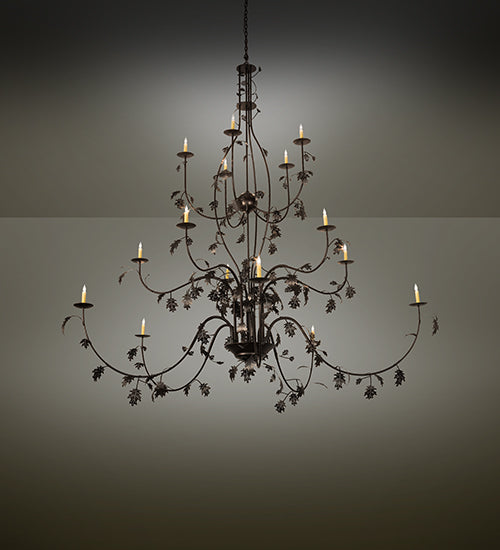 96" Wide Oak Leaf 15 Light Chandelier