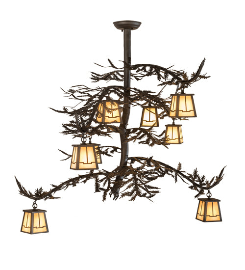 48" Long Pine Branch Valley View 8 Lt Chandelier