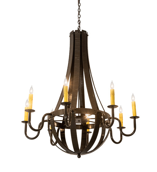 42" Wide Barrel Stave Metallo 8 Light Chandelier