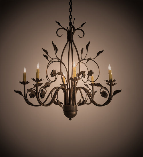 36" Wide Bordeaux 8 Lt Chandelier