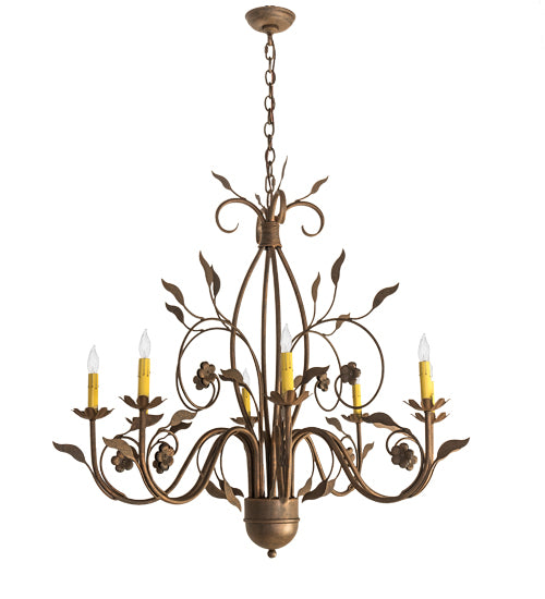 36" Wide Bordeaux 8 Lt Chandelier