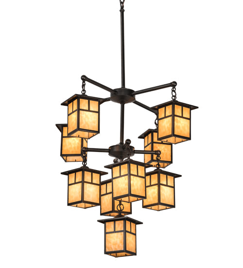 34" Wide Hyde Park "T" Mission 9 Light Chandelier