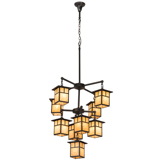 34" Wide Hyde Park "T" Mission 9 Light Chandelier