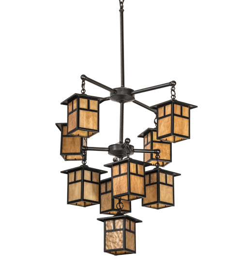 34" Wide Hyde Park "T" Mission 9 Light Chandelier