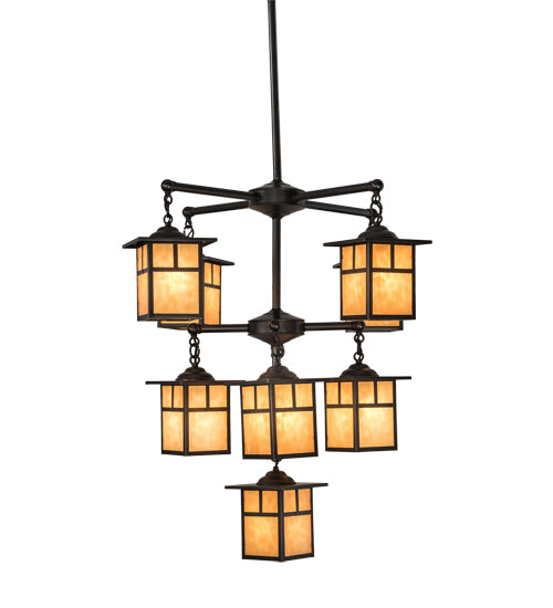 34" Wide Hyde Park "T" Mission 9 Light Chandelier