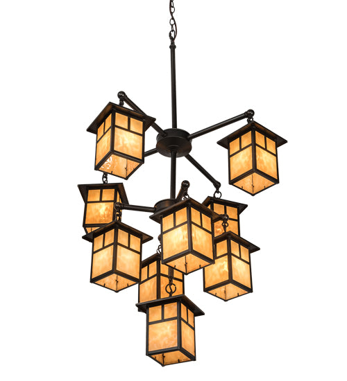 34" Wide Hyde Park "T" Mission 9 Light Chandelier