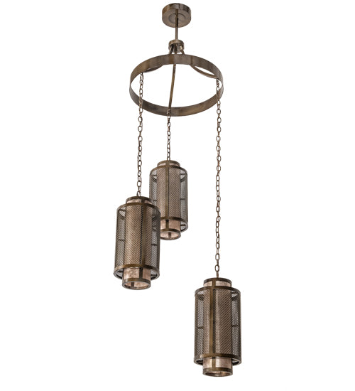 32" Wide Cilindro Weave-Tex Cascading Chandelier