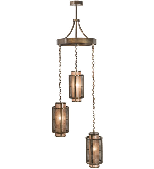 32" Wide Cilindro Weave-Tex Cascading Chandelier