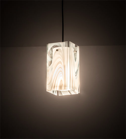 5" Square Metro Blanco Swirl Quadrato Mini Pendant