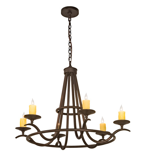 36" Wide Octavia 6 Lt Chandelier