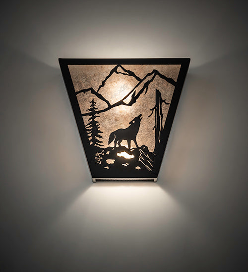 13" Wide Wolf On The Loose Wall Sconce