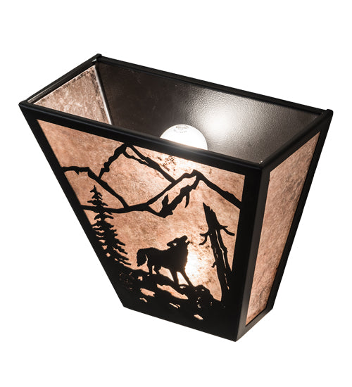 13" Wide Wolf On The Loose Wall Sconce