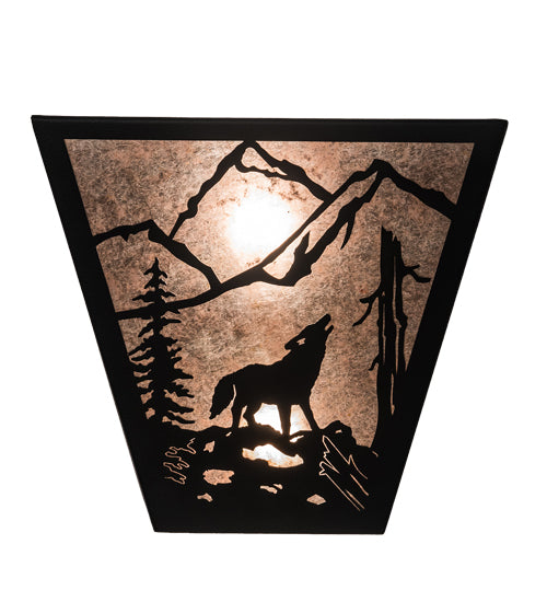 13" Wide Wolf On The Loose Wall Sconce