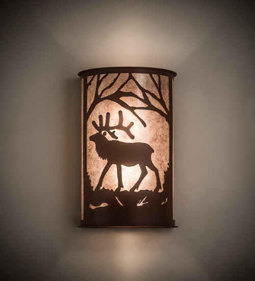 12" Wide Elk At Dawn Wall Sconce