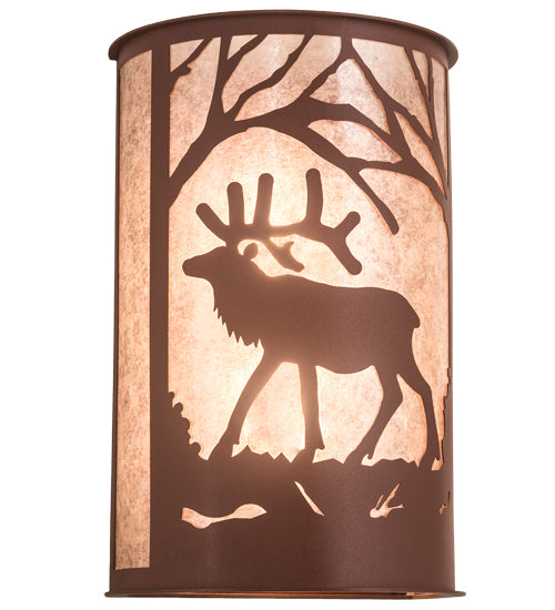 12" Wide Elk At Dawn Wall Sconce