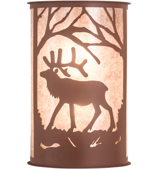 12" Wide Elk At Dawn Wall Sconce