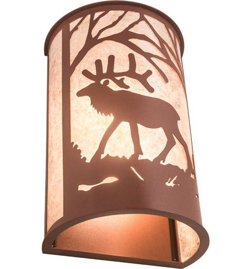 12" Wide Elk At Dawn Wall Sconce