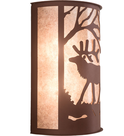 12" Wide Elk At Dawn Wall Sconce