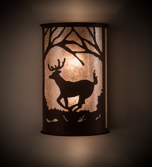 13" Wide Deer At Lake Wall Sconce