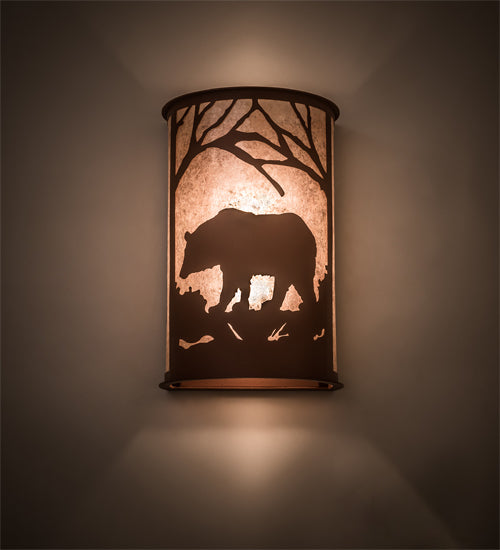 13" Wide Bear At Dawn Wall Sconce