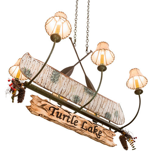 36" Long Personalized Canoe 6 Light Chandelier