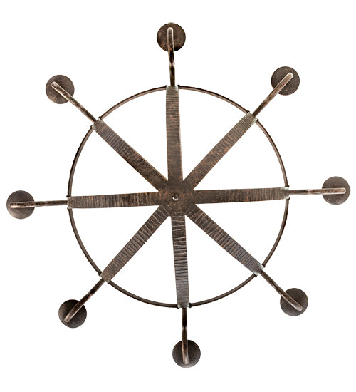 60" Wide Barrel Stave Metallo 8 Light Chandelier