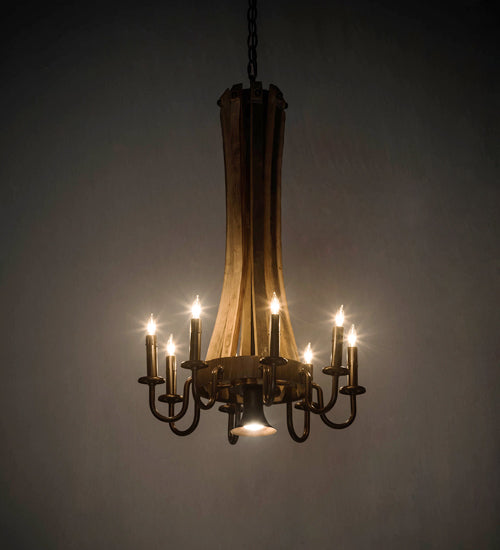 20" Wide Barrel Stave Madera 8 Lt Chandelier