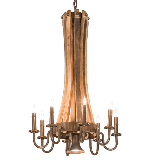 20" Wide Barrel Stave Madera 8 Lt Chandelier