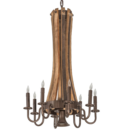 20" Wide Barrel Stave Madera 8 Lt Chandelier