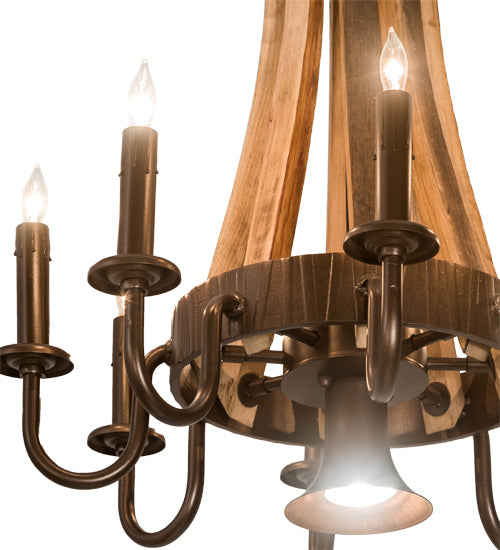 20" Wide Barrel Stave Madera 8 Lt Chandelier