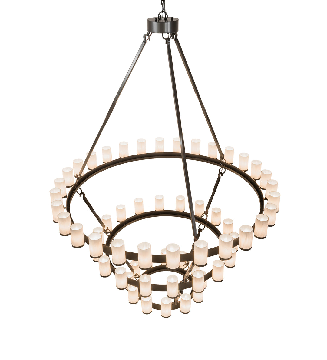 84" Wide Noziroh Ring 60 Lt Three Tier Chandelier