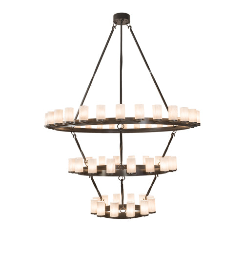 84" Wide Noziroh Ring 60 Lt Three Tier Chandelier