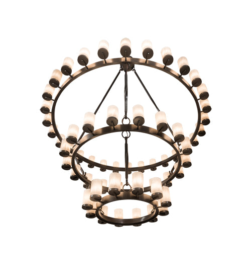 84" Wide Noziroh Ring 60 Lt Three Tier Chandelier