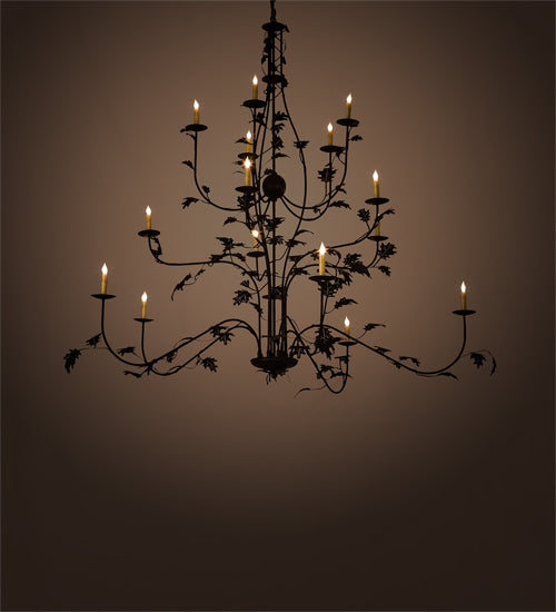 72" Wide Oak Leaf 15 Lt Chandelier