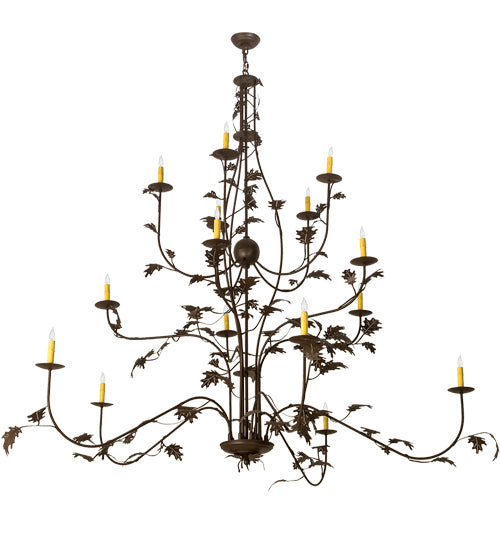 72" Wide Oak Leaf 15 Lt Chandelier