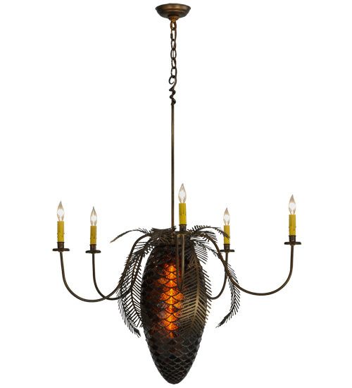 36"W Pinecone 5 Arm Chandelier