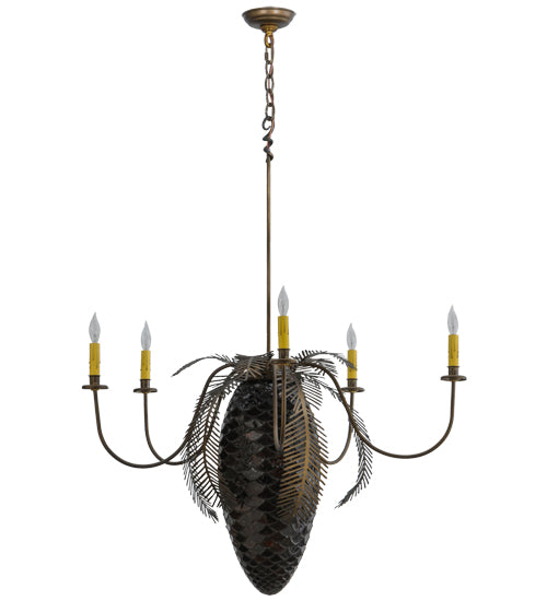 36"W Pinecone 5 Arm Chandelier