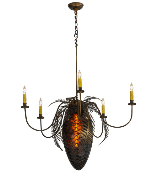 36"W Pinecone 5 Arm Chandelier