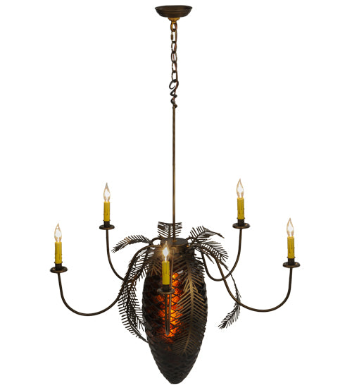 36"W Pinecone 5 Arm Chandelier