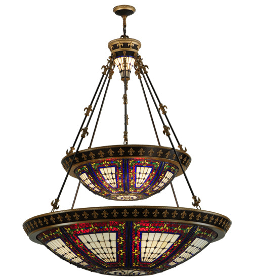 44"W Fleur-De-Lis 2 Tier Inverted Pendant