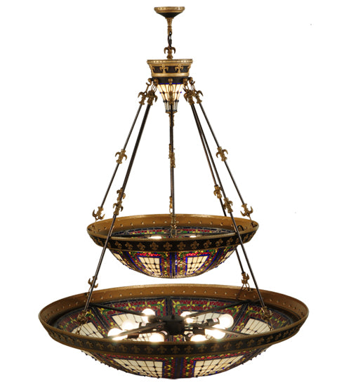 44"W Fleur-De-Lis 2 Tier Inverted Pendant