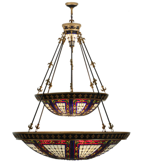 44"W Fleur-De-Lis 2 Tier Inverted Pendant