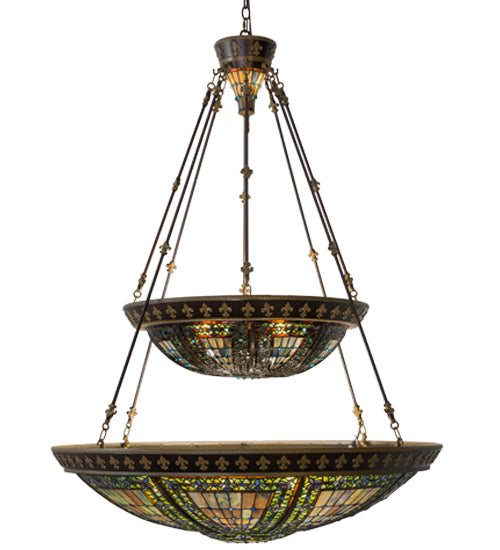 45"W Fleur-De-Lis 2 Tier Inverted Pendant