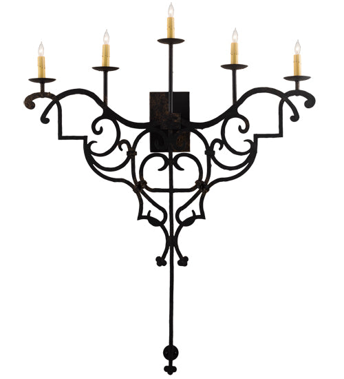 36" Wide Fleur De Lys 5 Lt Wall Sconce