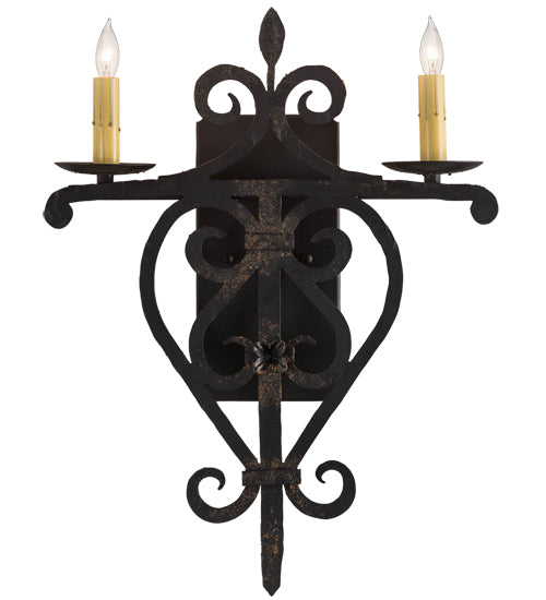 15" Wide Fleur De Lys 2 Lt Wall Sconce