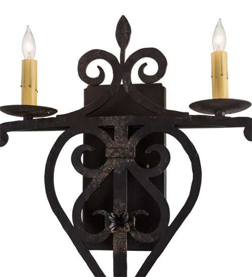 15" Wide Fleur De Lys 2 Lt Wall Sconce