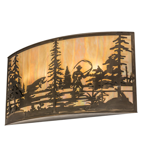 42"W Fly Fishing Creek Wall Sconce